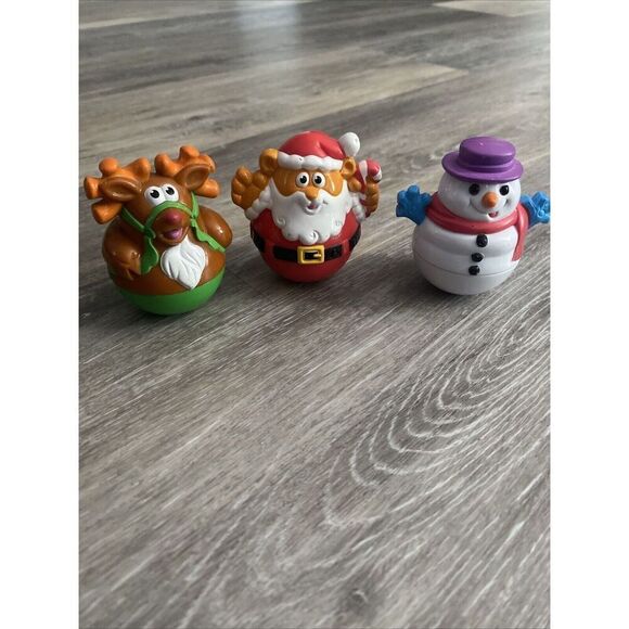 Playskool Weeble Wobbles 2005 Christmas Edition - Santa, Reindeer, & Snowman - Picture 1 of 9